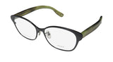 Bottega Veneta Bv6505j Eyeglasses in black and olive titanium, featuring demo lenses and a comfortable fit for various face shapes.