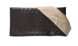 Bottega Veneta Eyeglass case with logo and woven leather design.