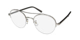 Garrett Leight Manchester brushed silver eyeglasses with demo lenses, blue light blocking eyeglasses.