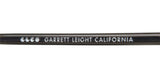 Close-up of the Garrett Leight Manchester Blue Light Technology Eyeglasses logo on the temple arm.