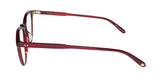 Garrett Leight red eyeglasses frame showcasing blue light technology eyeglasses features and logo.