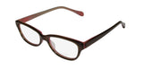 Oliver Peoples Devereaux eyeglasses in brown horn and coral, featuring demo lenses and a comfortable fit.